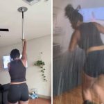 Dançarina de pole dance vive momento cômico e viraliza ao inundar apartamento